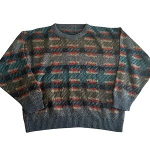 Vintage Abstract Pattern Knit Sweater Multicolor‎ Retro Geometric Men’s Size XL